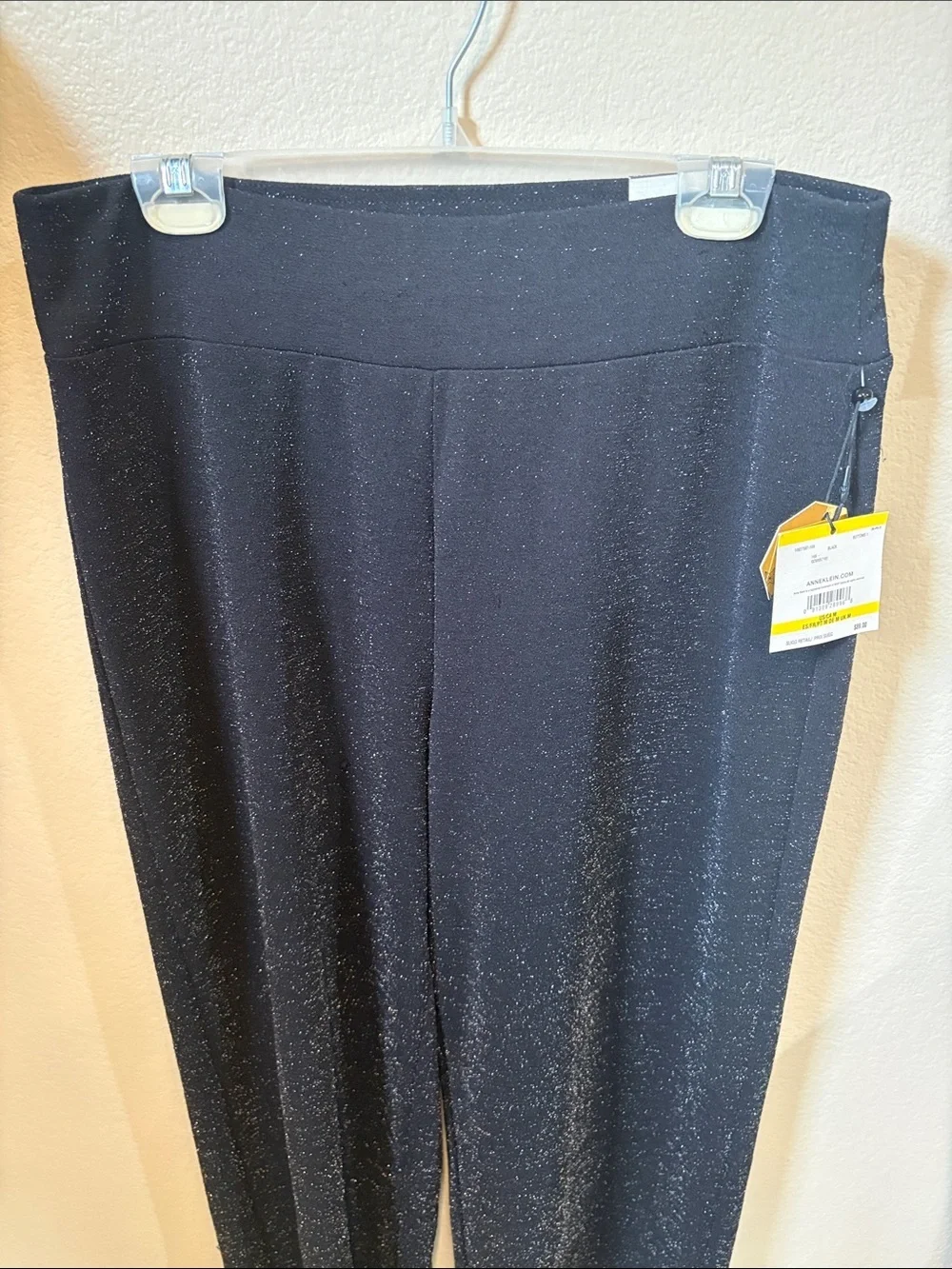 Anne Klein Black Metallic Fleck Wide-Leg Pants